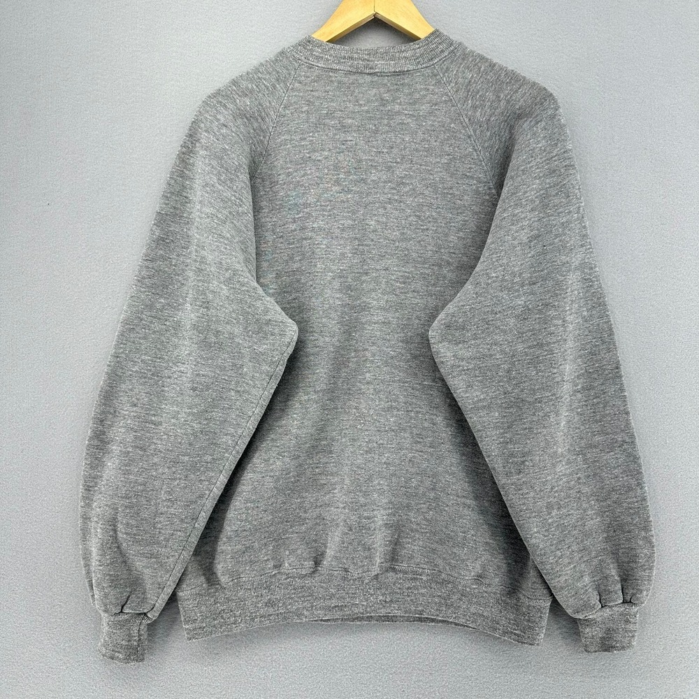 VTG Gray Floral Applique Raglan Sweatshirt HANDMADE SZ XL Made in USA Grannycore - Picture 2 of 8